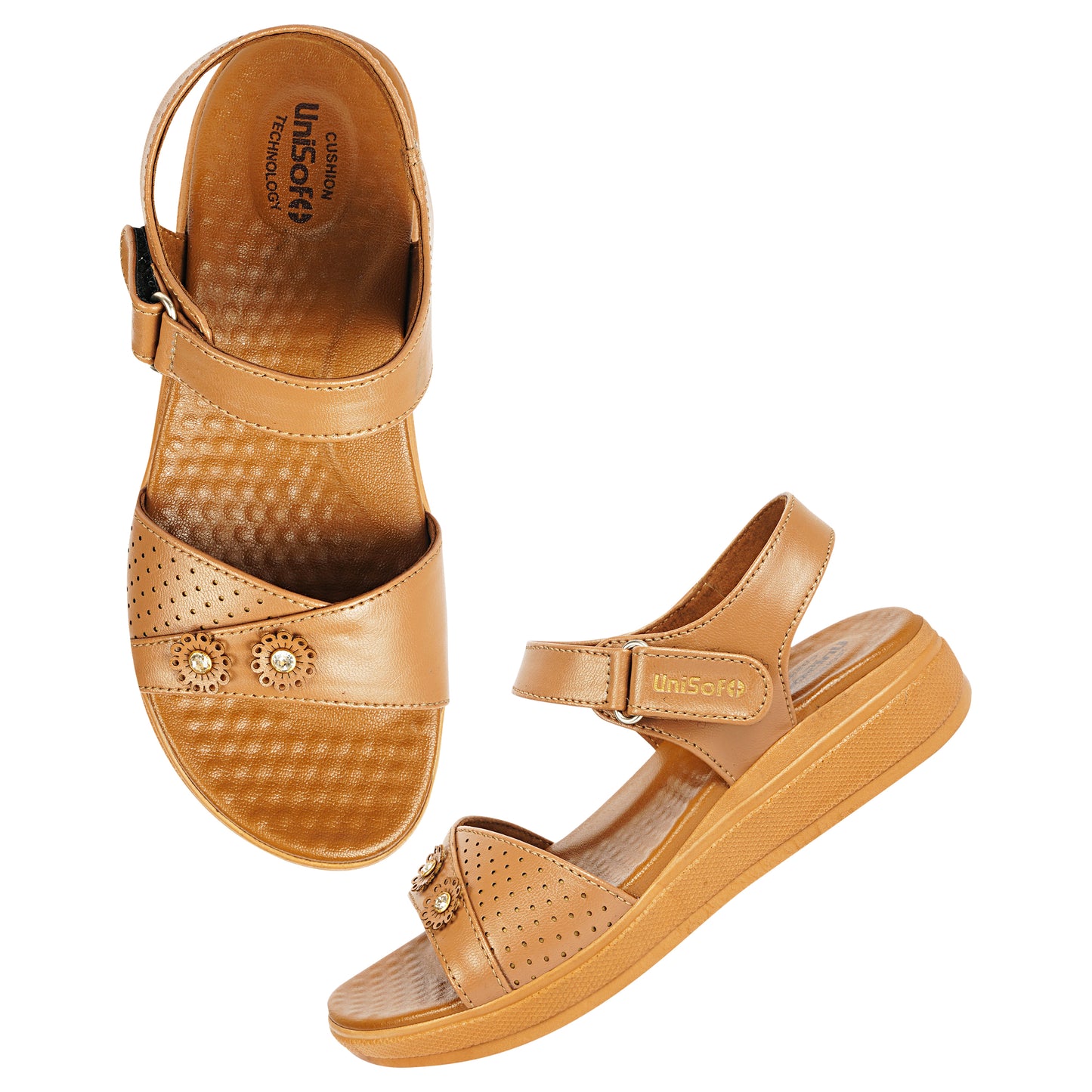 Unisoft Women's Sandals | Premium Soft Orthopedic Slip-on Summer Casual Slippers | Lightweight, Medium Arch-USL_462_407
