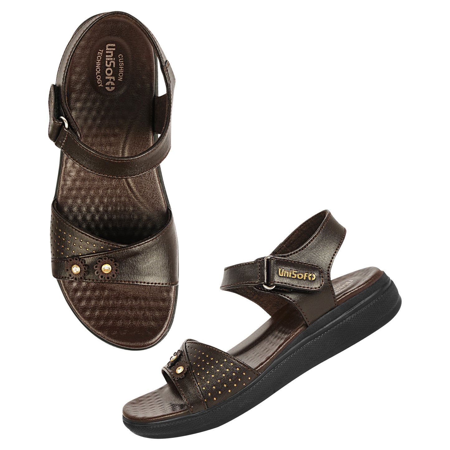 Unisoft Women's Sandals | Premium Soft Orthopedic Slip-on Summer Casual Slippers | Lightweight, Medium Arch-USL_462_407