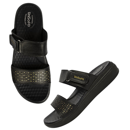 Unisoft Women's Sandals | Premium Soft Orthopedic Slip-on Summer Casual Slippers | Lightweight, Medium Arch-USL_462_403