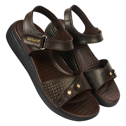 Unisoft Women's Sandals | Premium Soft Orthopedic Slip-on Summer Casual Slippers | Lightweight, Medium Arch-USL_462_407