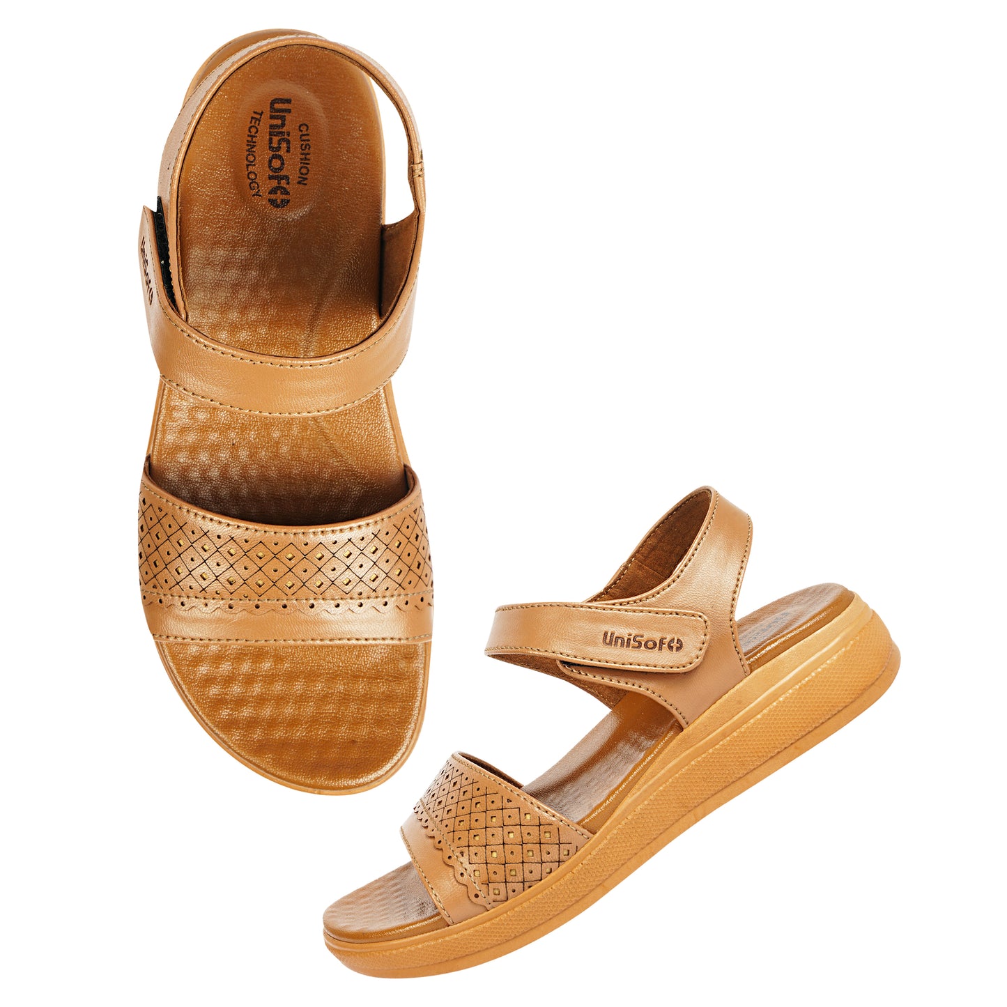 Unisoft Women's Sandals | Premium Soft Orthopedic Slip-on Summer Casual Slippers | Lightweight, Medium Arch-USL_462_408