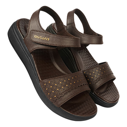 Unisoft Women's Sandals | Premium Soft Orthopedic Slip-on Summer Casual Slippers | Lightweight, Medium Arch-USL_462_408