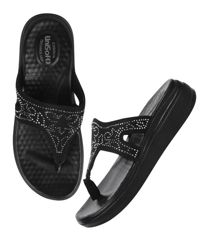 Unisoft Women's Slippers Premium Soft Orthopedic Slip on Summer Casual Slippers Lightweight Medium Arch USL US 4001